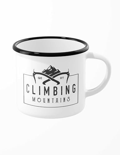 Urban Backwoods Climbing Mountains - Lightweight Outdoor Enamel Mug - Mountains Oldschool