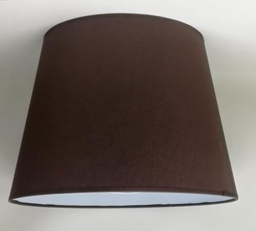 40 cm Lampenschirm, Baumwollstoff mit weißer PVC-Rückseite, handgefertigtes Produkt, für Tischlampe, Stehlampe (Braun)