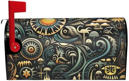 Couverture de boîte aux lettres avec impression graphique complexe - Couverture de boîte aux lettres pour décoration de jardin et cour - 64,8 x 53,3 cm