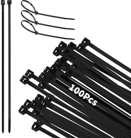 WOLTU Bridas de Plastico para Cableado, 100 Piezas Bridas de Nylon, Abrazaderas de Plastico de Cables 4 * 200 mm, Bridas Resistentes de Cables para Oficina, Hogar y Exteriores, Antracita