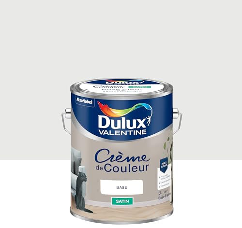 Dulux Valentine Crème de Couleur - Peinture multi-supports intérieure - Satin Blanc Intense 5 L