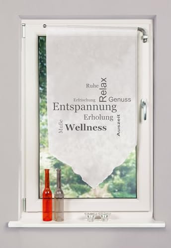 Fensterbehang Scheibengardine Bistrogardine Schrift 40x80cm natur ZEN