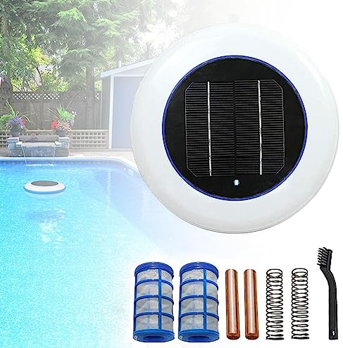 Ionizador solar de piscina de alta capacidad, para piscinas de hasta 35,000 galones, mata algas y limpia con ánodo de cobre de mayor duración, limpiador solar ecológico para piscinas