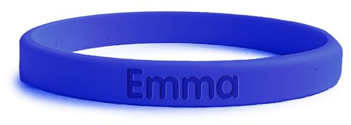 gutmarkiert SOS Armband Kinder - graviert Name Telefonnummer Dunkelblau | Wasserdichtes Notfall Armband aus Silikon - besonders langlebig - personalisierbar mit Wunschname und Telefonnummer