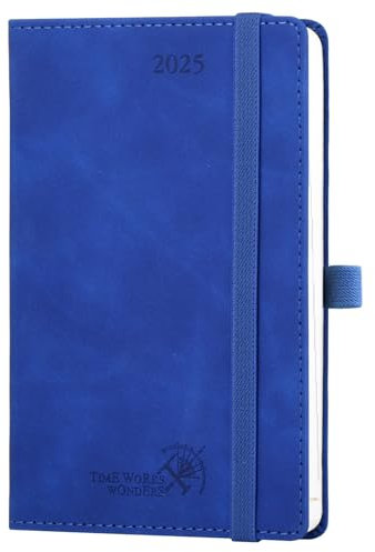 POPRUN Taschenkalender 2025 Klein Softcover mit PU-Leder, ca. A6 (16 x 10,5 cm) - Kalender 2025 Buchkalender Notizbuch (Jan.2025-Dez.2025) mit 100 GSM Papier - EU-25-C6NLA6-RLB