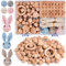 Holzperlen Holzringe Set, 239 Stück Beech holzperlen Rund Holzkugeln mit Loch zum Auffädeln, Buchstaben gehäkelt Holz Perlen für Makramee basteln DIY Schmuck Zubehör