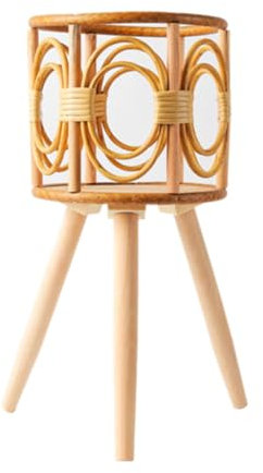 xbiez Handgefertigter geflochtener Rattan-Blumentopf mit Ständer für Pflanzen, Blumen, Präsentationsständer, DIY-Aufbewahrung, Kinderzimmer, Töpfe, Heimdekorationen