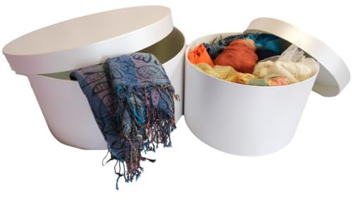 ACIT Cappelliera rotonda, Porta cappelli da armadio, Scatola cappelliera porta cappelli e accessori, Set di 2 scatole cappelliere, Made in Italy di alto design, Fatte a mano (MOTIVO 1)