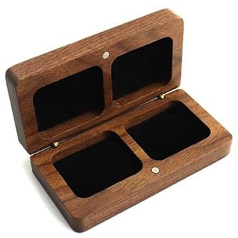 Große Ringbox Aus Holz Quadratische Box Halskette Anhänger Armband Schwarze Walnuss Massivholz Schmuckschatulle Schmuckkästchen Klein Jewelry Box(Black)