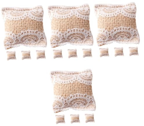KONTONTY 4sets Diy Mini House Pillows Desktop Pillow Model Multifunctional Miniature Decor Sturdy Sturdy Material 4pcs*4
