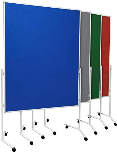 Moderationstafel UP - einteilige Metaplanwand mit Filz-Oberfläche - mobil dank Rollen - beidseitig nutzbar - Filz-Moderationswand 120x150 cm - Blau