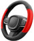 Upgrade4cars Lenkradbezug Rot Schwarz in Leder-Optik | Lenkradhülle Universal 37-38 cm für Sommer & Winter | Autozubehör Innenraum Geschenk-Ideen | Geschenke für Frauen und Männer