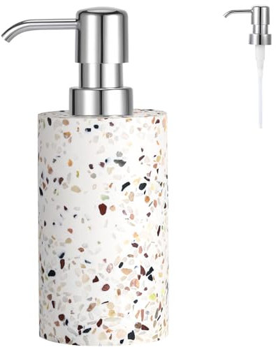 Luxspire Soap Dispenser, Hand Soap Dispenser with Replacement Pump Head, Refillable Hand Soap Dispenser, Pump Bottle Dispenser for Bathroom, Kitchen, 10.8oz/320ml, Terrazzo