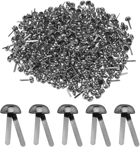 HARFINGTON 500pcs Brads Paper Fasteners, 6mm x 13mm Metal Paper Crafts Brads, Small Round Brass Split Pins for Children Crafting Decorative Scrapbooking DIY, Gunmetal