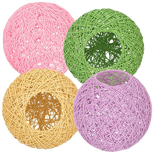 Artibetter 4stücke Teiliges Farbiger Rattan Lampenschirm Für Hängelampe Stilvoller Lampenschutz Aus Geflochtenem Rattan Für Flur Und Schlafzimmer Natur