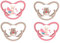 NIP Butterfly Spar-Set Schnuller Butterfly 4er Pack, Größe 1 (0-6 Monate) beige/rose, Extra flaches und weiches Saugteil aus Silikon, Kiefergerecht und Stillfreundlich