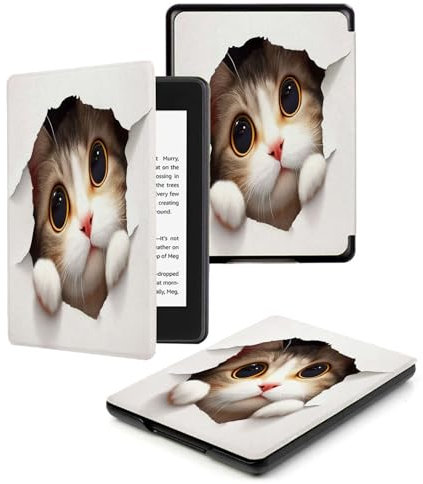 Étui pour Kindle Voyage (Sortie 2014) Étui en Cuir PU pour Kindle Voyage Smart Sleep/Wake Housse De Protection-Chaton 3D