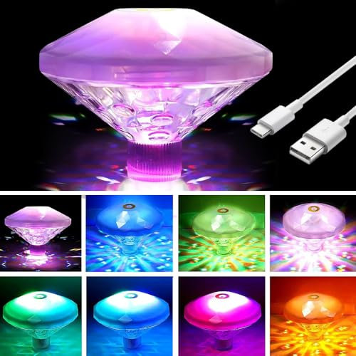 KBIBCK Hot Tub Lights, Floating Pool Lights, Floating Bath Disco Light, 8 Modes Led BathLights, Waterproof Underwater DiscoLight for Swimming Pool Fountain Bathing Pond Halloween Party Decoration