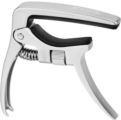 Aroma Professionelles Gitarren kapo Verstellbarer Trigger Spannung für 6 Saitige Akustik und E-Gitarren mit Steg Pin Zieher