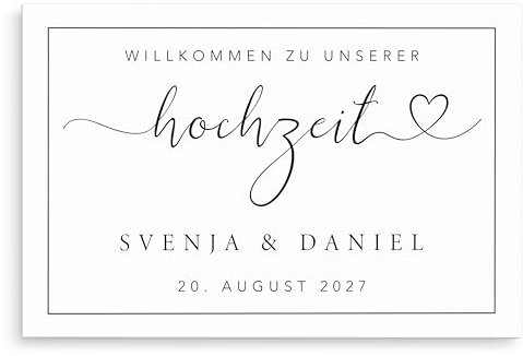 Willkommensschild Hochzeit Hochzeitsschild personalisierte Leinwand Herzlich Willkommen Schild Dekoration (40x60 cm | Ohne Staffelei)