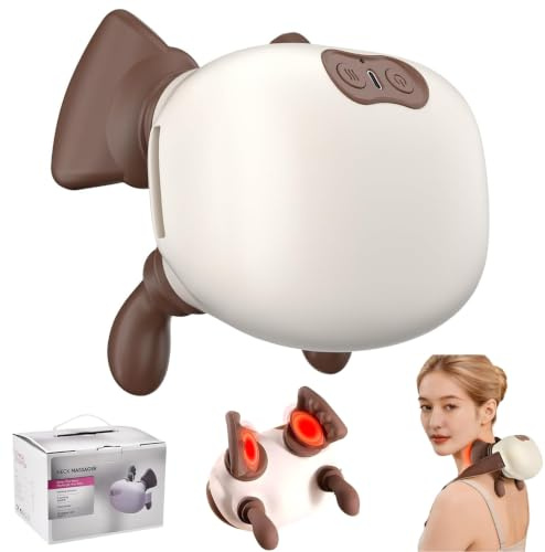 4D Neck Massager Hands, Neck and Shoulder Massager with Heat, Portable Shiatsu Back Massage, Bionic Hand-Shaped Deep Tissue for Muscle Relax, 3 Massages Levels, Gifts for Women and Men