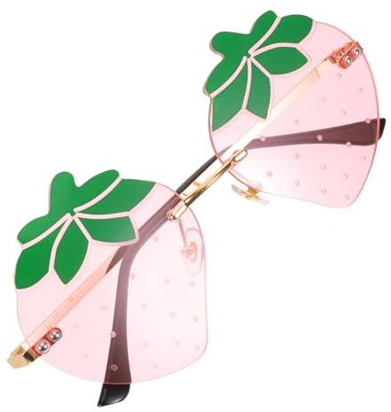 OUNONA Rimless Erdbeer Sonnenbrille Damen Modische UV Schutz Brille Leichtes Design für Strand Party Fotoshooting und Autofahren