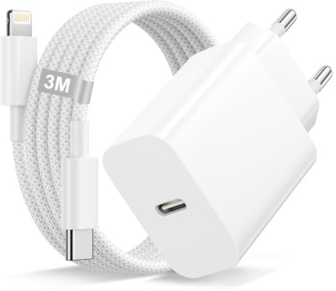 iPhone Ladegerät 30W,iPhone USB C Schnellladegerät und USB C Lightning Kabel Cable 3M, usb c Ladegerät Charger mit Lightning Ladekabel USBC Netzsteckerr für iphone 14 13 12 11 Pro Max/X/8/iPad/AirPods