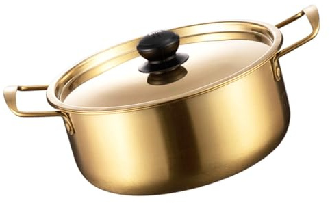 DOITOOL Korean Stainless Steel Noodle Pot with Lid Lightweight Handheld Cooking and Food Storage Pot for Soup Porridge Salad Microwave and Gas Stove Use Multipurpose Outdoor and Kitchen