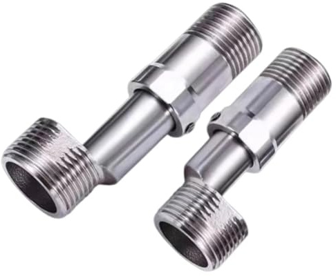 Tidevib 2PCS Stainless Steel Shower Faucet Extender, 360�� Adjustable Telescopic Angle Adapter with Curved Feet, 120-180mm Flexible Sizing for Bathroom