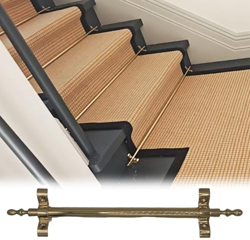 Messing-Treppenteppich-Halterungen, dekorative Teppichstange, Ersatz für Treppenteppiche mit ovalen Endstücken, individuelle Größe, 81,3 cm, ideal für sichere Befestigung von Teppichen