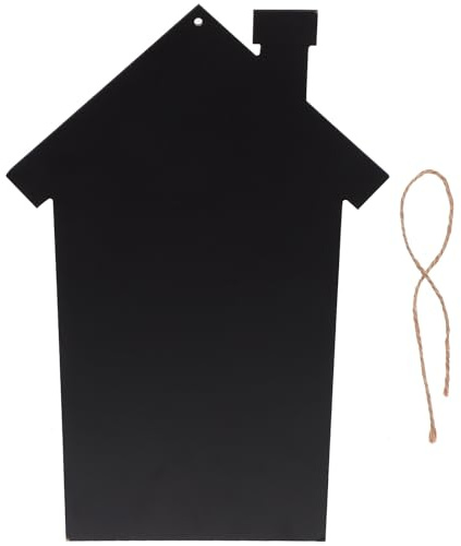 POPETPOP Hängende Kreidetafel Hausform Mdf Holztafel Türschild Dekoration Innenbereich 40x25cm für Zuhause Büro Memotafel Beschreibbar
