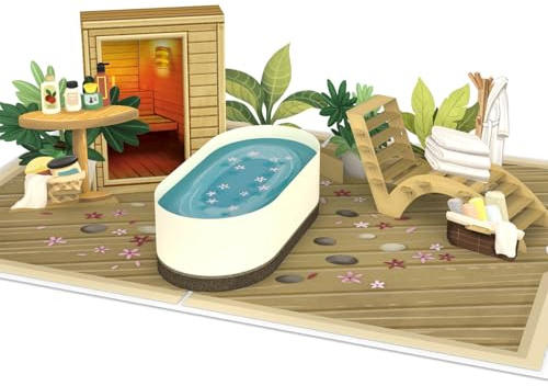 papercrush Pop-Up Karte Wellness mit Sauna, 3D Gutscheinkarte Geburtstag | Wellnessgutschein für Sie (Frauen, Mama, Oma, Schwester) für Saunabesuch & Spa, Wohlfühlgeschenk für Jahrestag mit Freundin