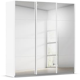 Rauch Möbel KULMBACH, Schwebetürenschrank, Farbe Weiß, Breite 203 cm | Kleiderschrank mit Schwebetüren, Schiebetüren, 3-türig, mit Spiegel, Zubehör Classic, Schlafzimmer, Jugendzimmer, Garderobe
