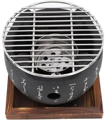 Grill Portable Mini Barbecue Round Charcoal Grill Indoor and Outdoor Cooking Tool Perfect for Camping and Home BBQ (S)