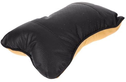 Auto Kopfkissen Schwarz aus Pu Leder und Baumwolle für Nackenstütze | Kopfstützenkissen fürs Auto, Vielseitiges Design, Elegante Klassische Form