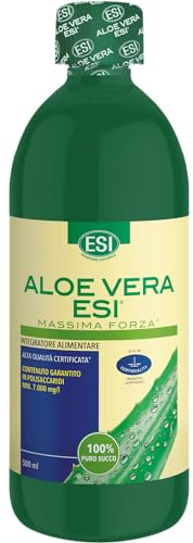 ESI - Aloe Vera Massima Forza, Integratore Alimentare di Puro Succo Concentrato, per il Benessere del Sistema Digerente, ad Alto Valore Nutriente, Senza Glutine e Vegan, bottiglia da 500 ml