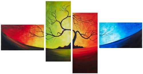 Visario Bild auf Leinwand der Deutschen Marke 160 x 70 cm 4 Teile Baum Bunt 6510 Bilder Kunstdrucke Wandbild