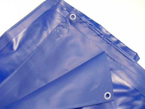 Abdeckplane PVC, wasserdicht, UV-beständig, stabil, reißfeste LKW Plane mit Ösen, ca. 600g/m², 10 m x 12 m, blau