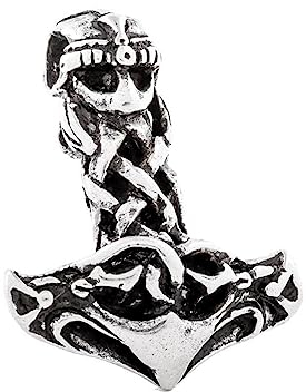 Battle Merchant Thor's Hammer with Helmet Silver Viking Thor Odin Edda Germanen