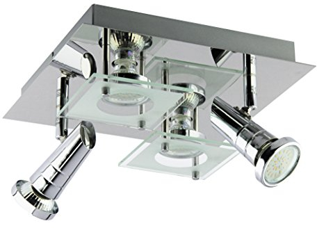 Trango 4-flammig LED Design Deckenleuchte I Badleuchte 3089 Badlampe I Deckenstrahler I Deckenlampe inKl. 4x GU10 LED Leuchtmittel direkt 230V