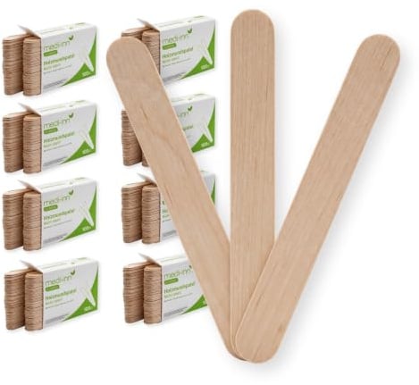 Medi-Inn Mundspatel aus Holz, 1000 Stück, unsteril, 15 cm, Birkenholz | Holzspatel aus Birkenholz: splitterfrei, abgerundete Kanten. Für Salben, Wachs/Waxing, Eis am Stiel, Praxis, Labor & Basteln.