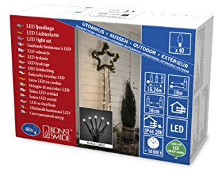 Konstsmide Micro LED Lichterkette, gefrostet, 40 warm weiße Dioden, 30V Außentrafo, schwarzes Kabel - 3810-100