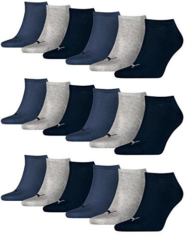 PUMA 261080001 Lot de 18 paires de socquettes de sport pour homme et femme Multicolore Pointure 43-46