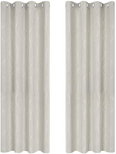 Deconovo Verdunkelungsvorhänge mit Ösen Blickdichte Gardinen Wohnzimmer Thermogardinen Winter, 245x140 cm(HöhexBreite), Creme, 2er Set