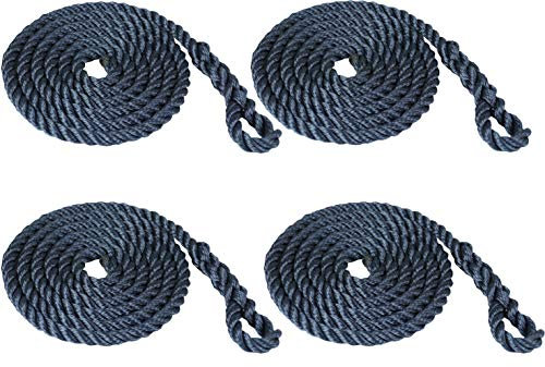 Savage Island 4 Pack 8mm 2.5m Fender Line Rope Tie Boat Yacht Canal Barge - Spliced Loop At One End (Navy)