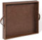 Ranslen Quadratisches Leder-Serviertablett mit Griffen, 38,1 x cm, Tischtablett für Ottomane, Couchtisch, dekoratives Tablett Zuhause, Wohnzimmer, Küche, Essen, Frühstückstablett im Bett, braun
