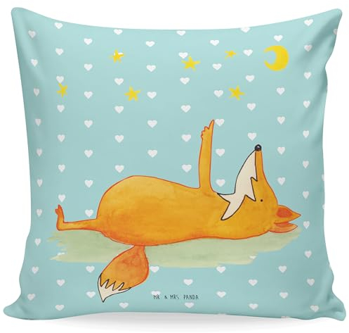 Mr. & Mrs. Panda Kissen Fuchs Sterne - Geschenk, Sternengucker, tröstende Worte, Spruch schön, Sofakissen, Träumer, Spruch positiv, Dekokissen Sofa,