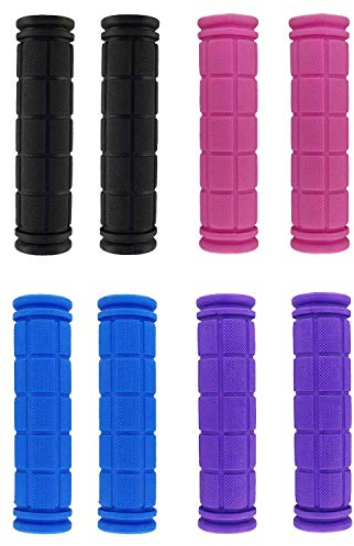 Airsun 4 Pairs Bicycle Handle Bar Grips Mushroom Grips For BMX/MTB/Road Mountain/Boys and Girls Kids Bikes, 4 Colors, Black, Blue, Pink, Purple