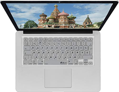 KB Covers - langlebige Tastaturabdeckung, Russisches Layout, abwaschbar - für MacBook Air 13 und Pro 2008+, Silber RUS-M-Silver