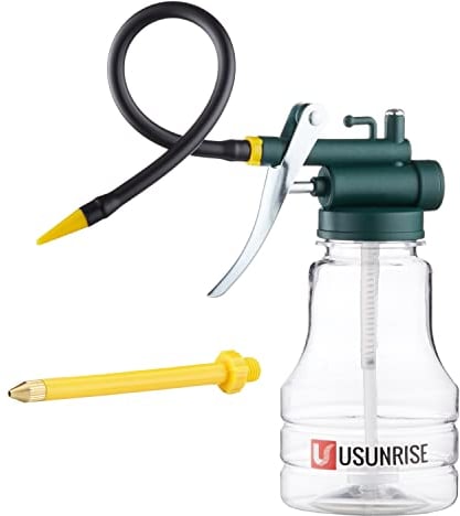 Transparent Oil Can High Pressure Oiler Lubrication Oil Can Bottle Oiling Gun With Rigid & Flex Spout Thumb Pump Tool Oiler